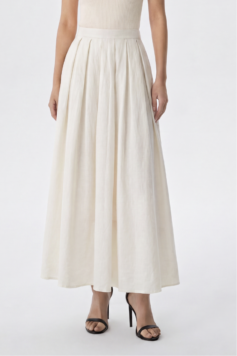 Isabella Pleated A-Line Maxi Skirt