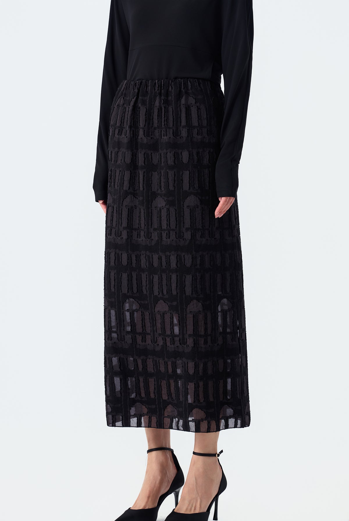 Regina 3D Textured Midi Skirt