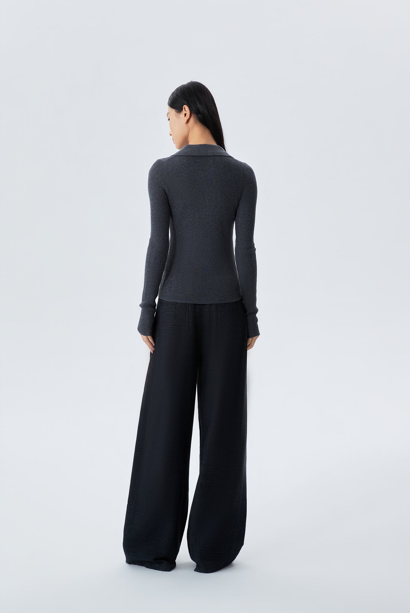 Sarah Long Sleeve Polo Collar Top