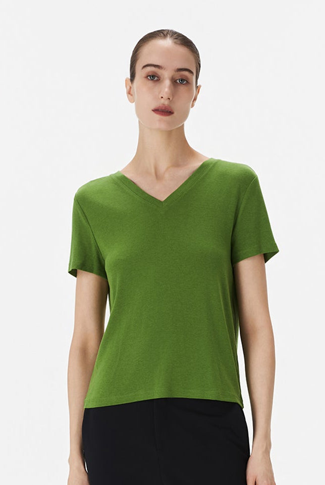 V Neck Tencel T-shirt