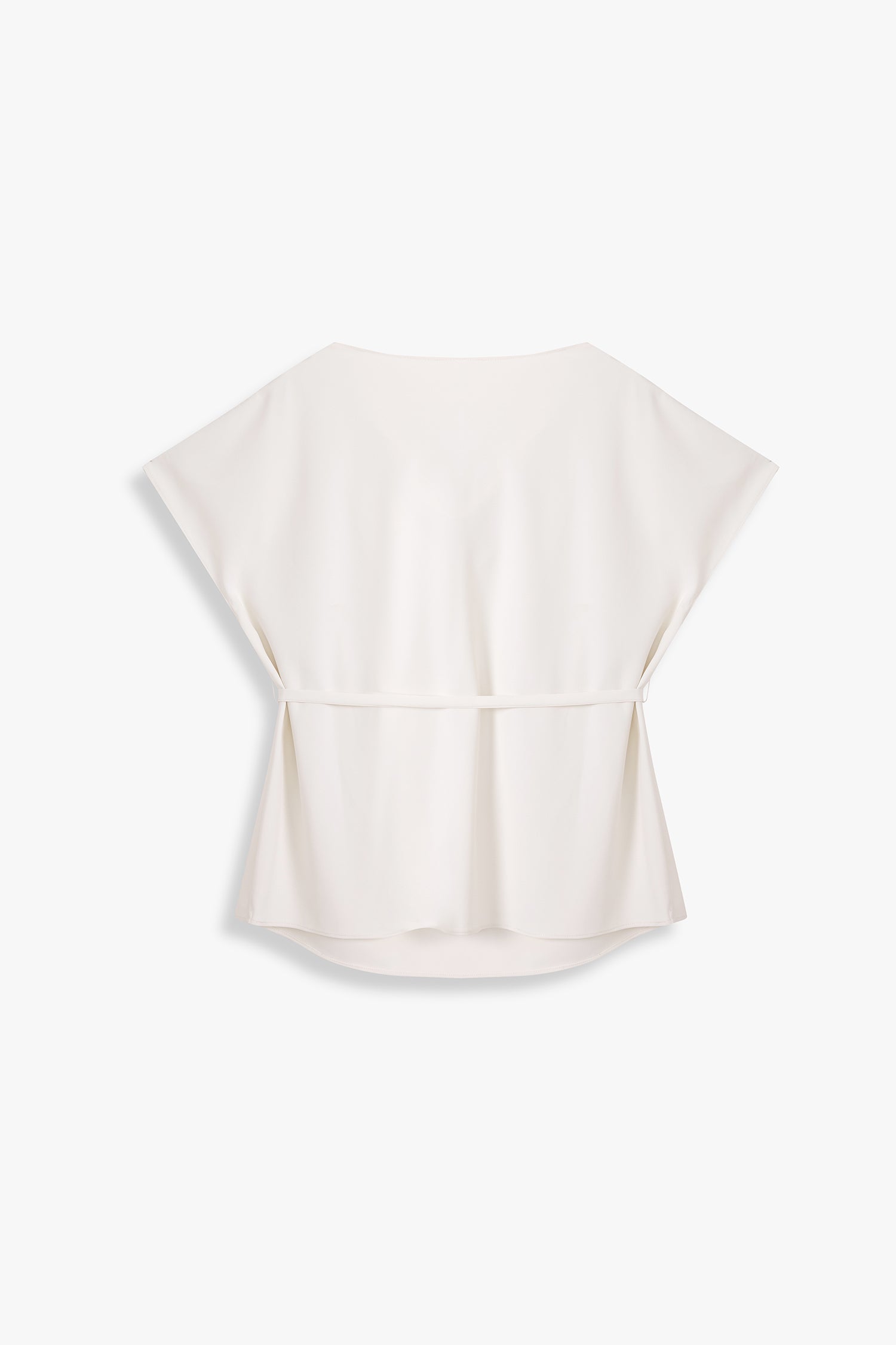 Boat Neck Blouse with Self-Tie