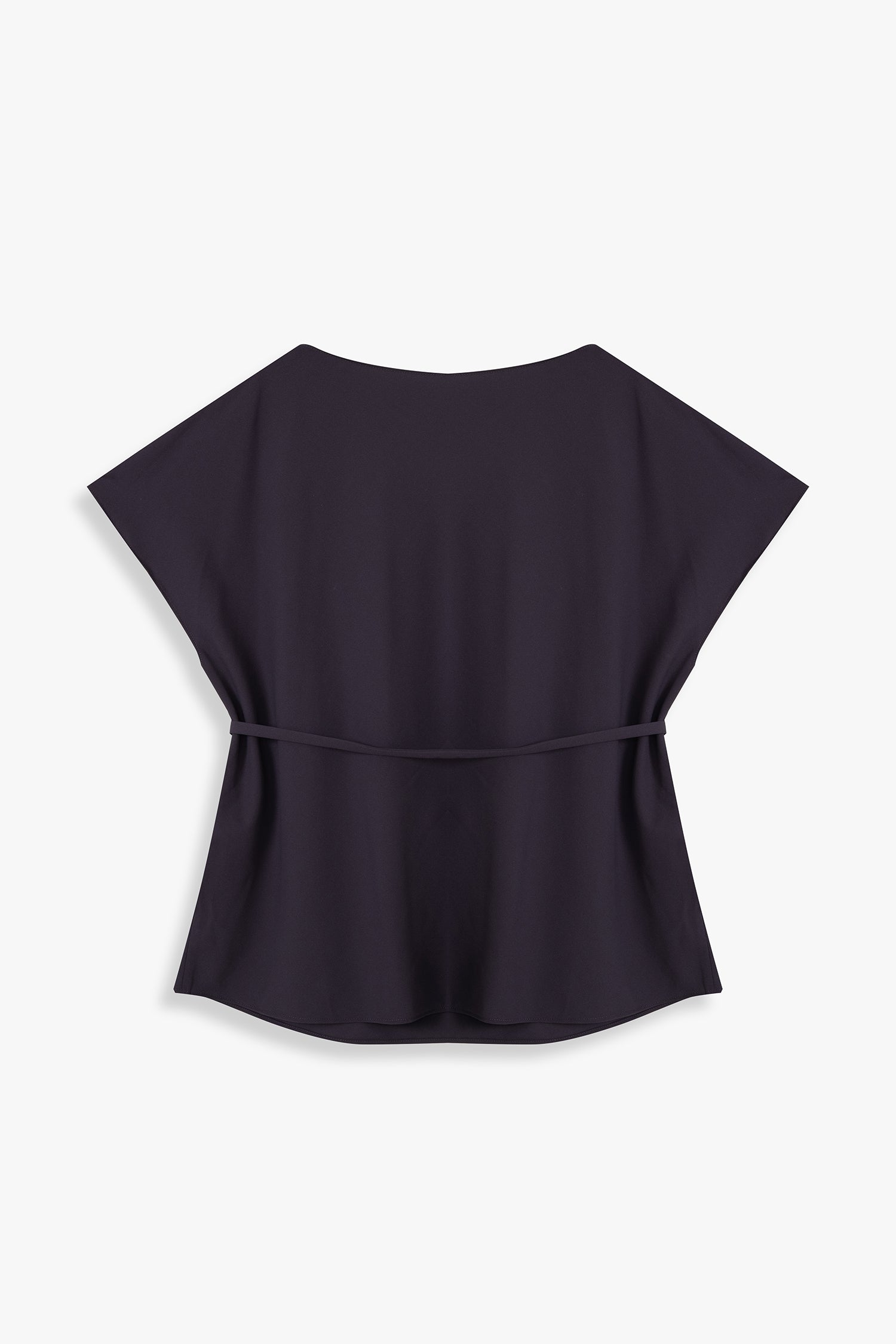 Boat Neck Blouse with Self-Tie