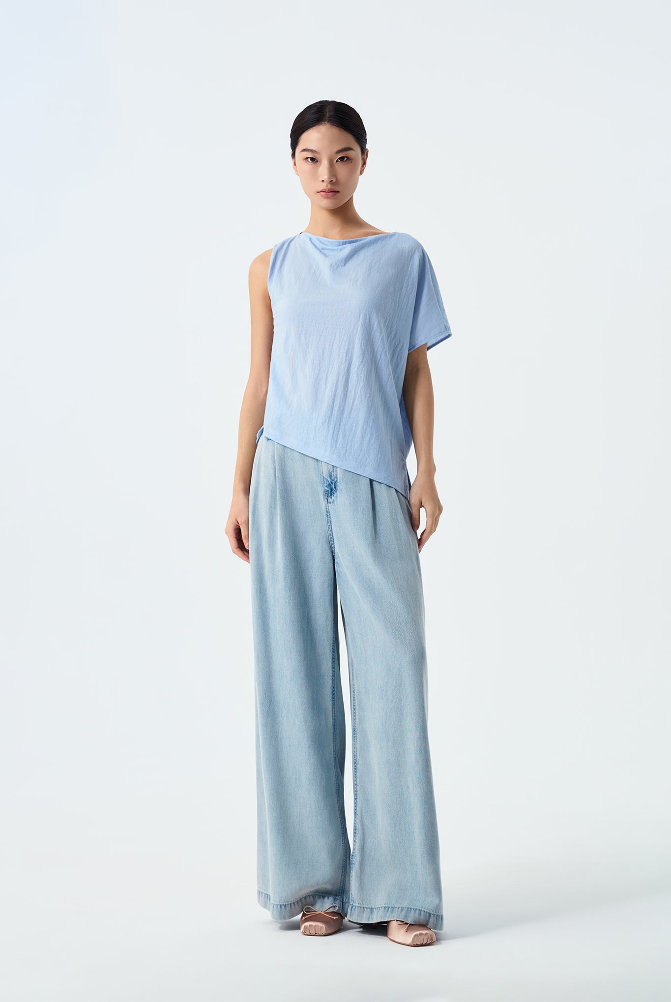 Micah Asymmetric Sleeve and Hem Top