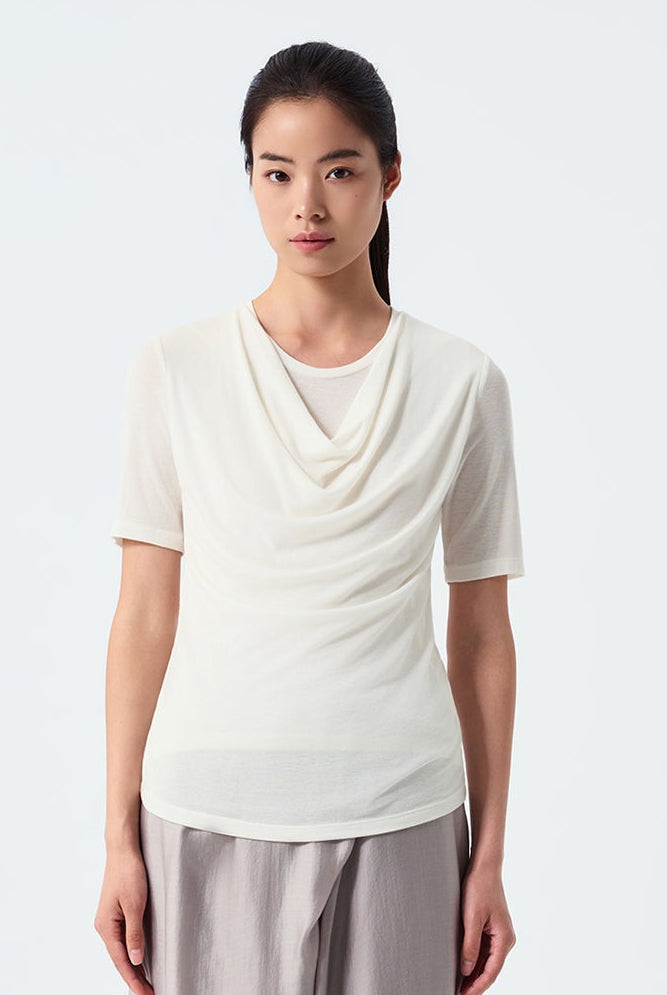 Anne Layered Cowl Neck Jersey Top