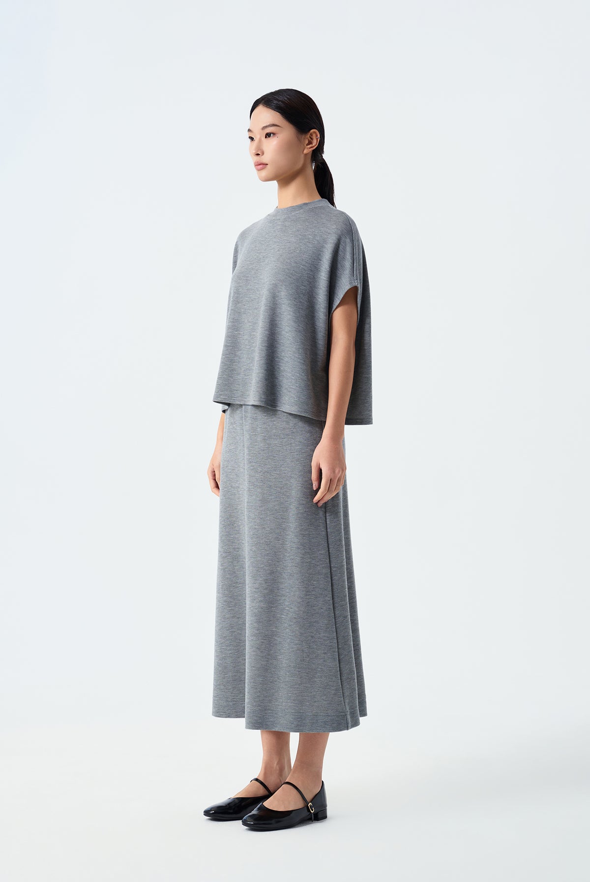 Violet Ribbed Round Neck Boxy Top