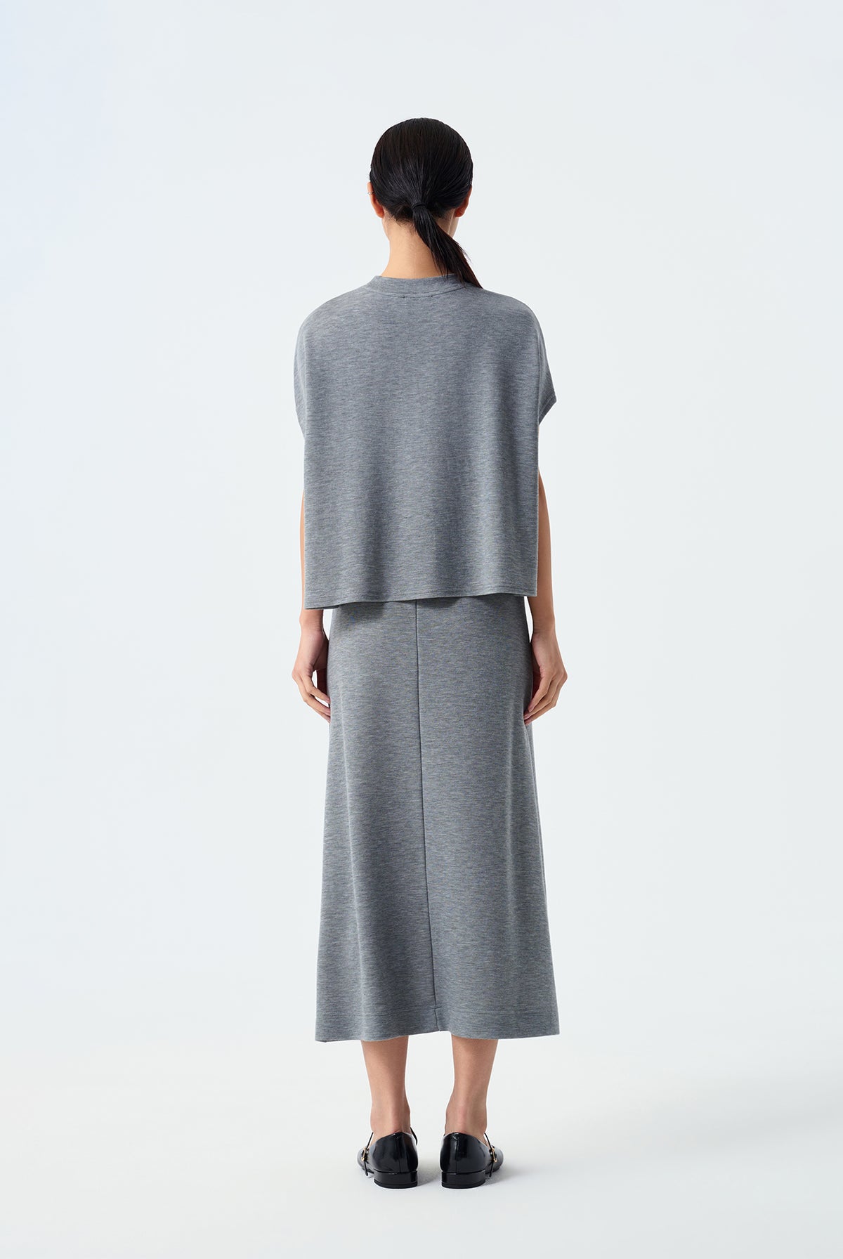 Violet Ribbed Round Neck Boxy Top