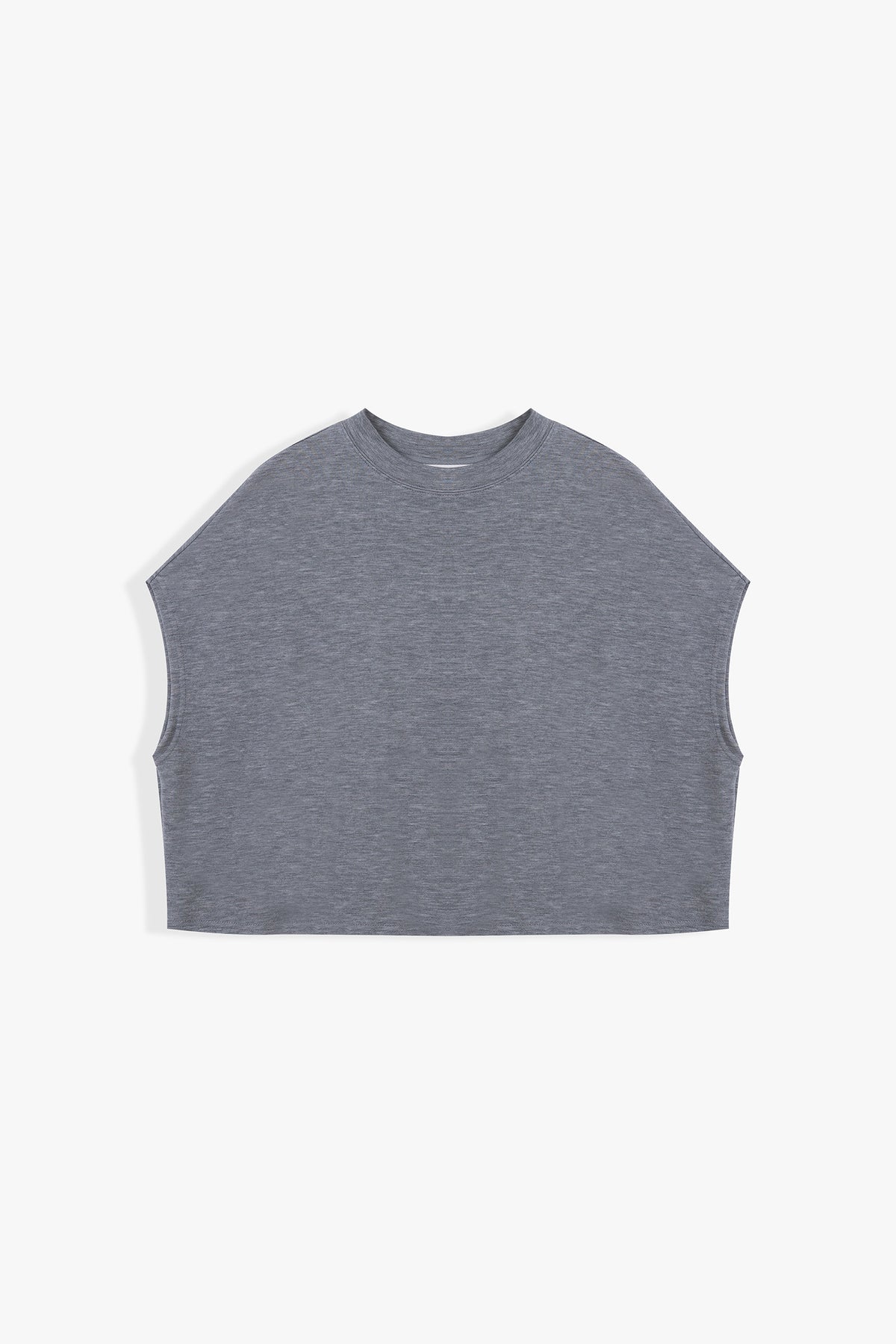Violet Ribbed Round Neck Boxy Top