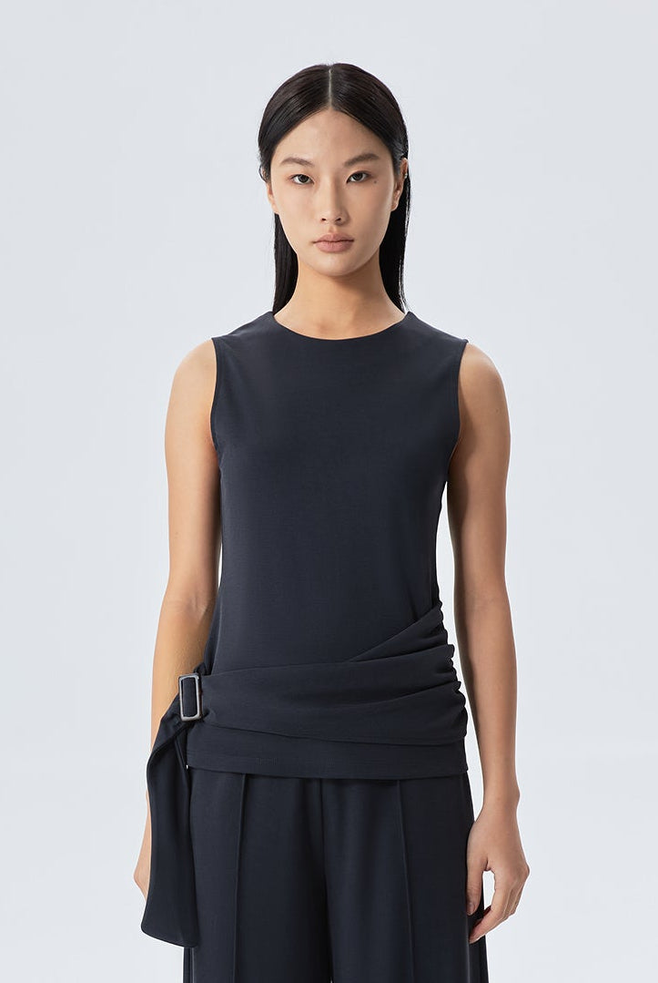 Eloise Jersey Self Belt Fitted Top