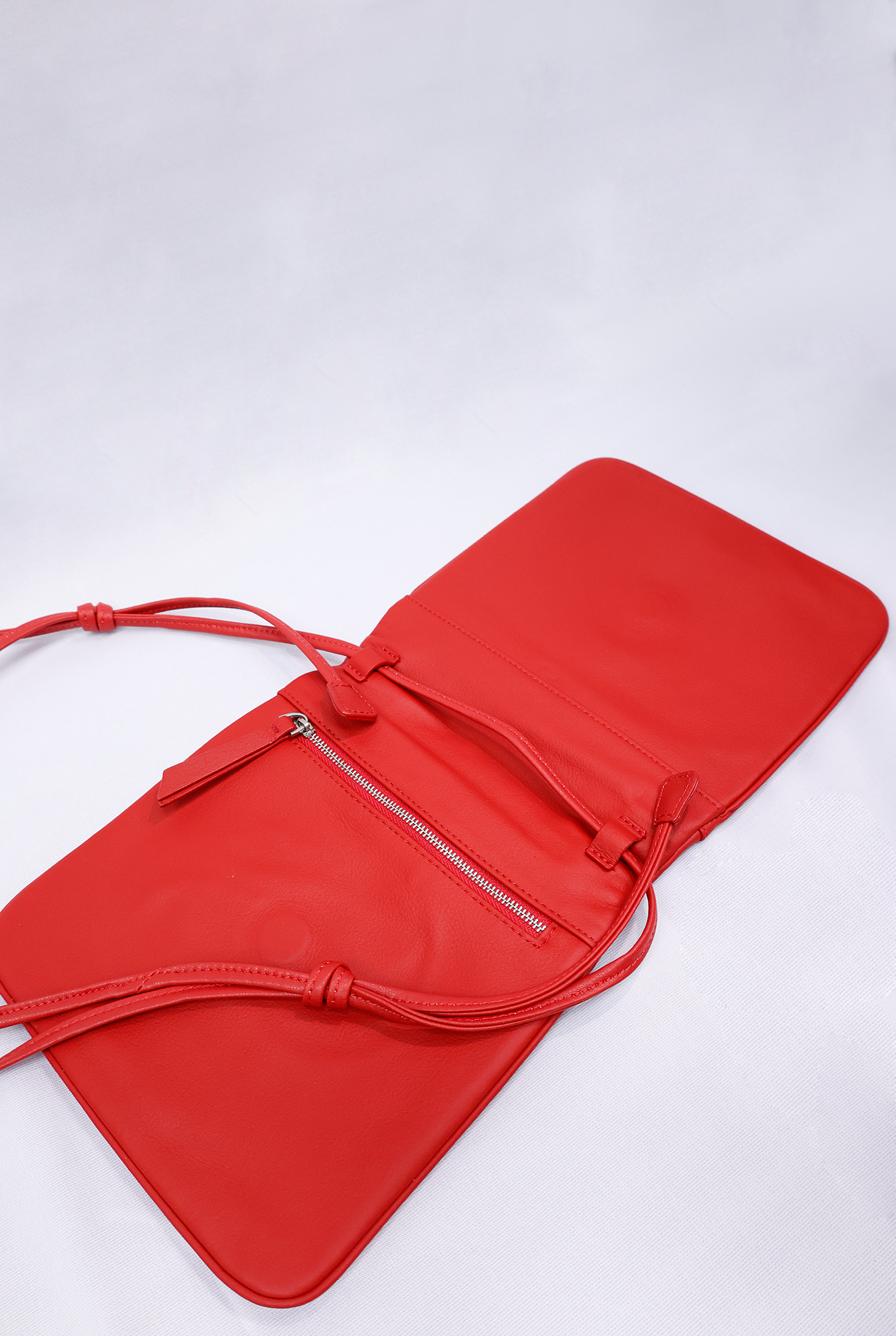Foldover Leather Purse With Strap